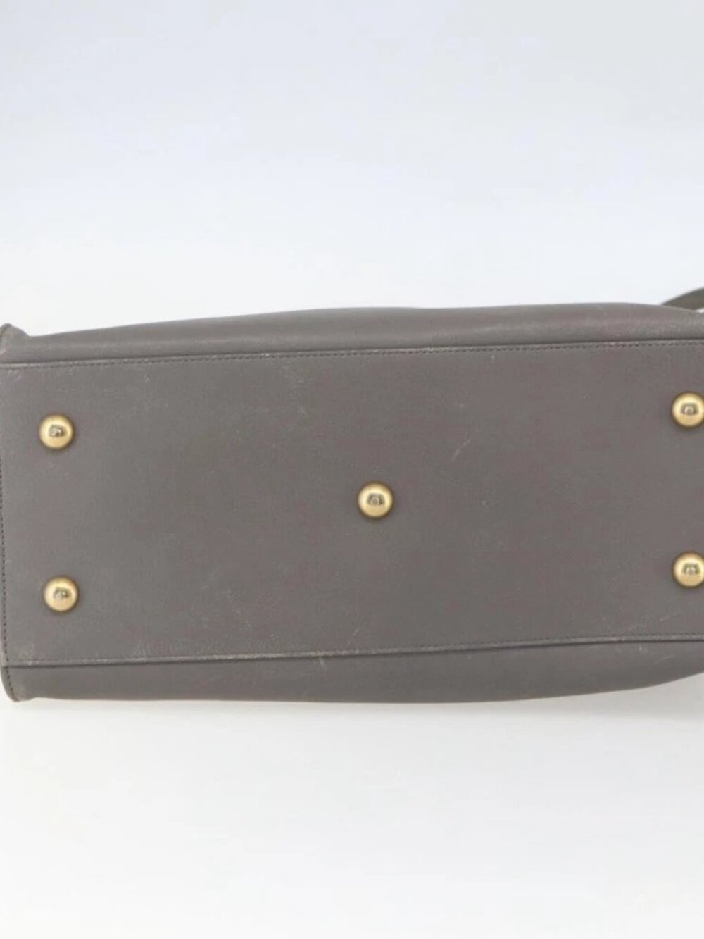 SAINT LAURENT Petit Cabas Hand Bag Leather 2way Gray Gold Auth - Picture 5 of 15